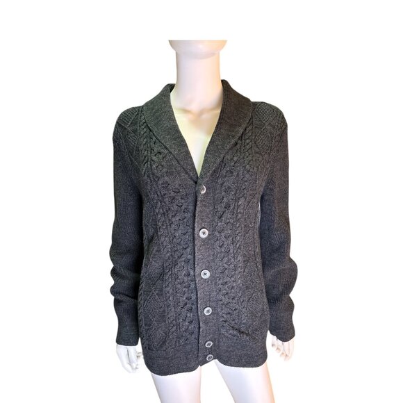 GAP Sweaters - Gap Womens Gray Cable Knit Cardigan Sweater Size Small Winter 100% Cotton EUC